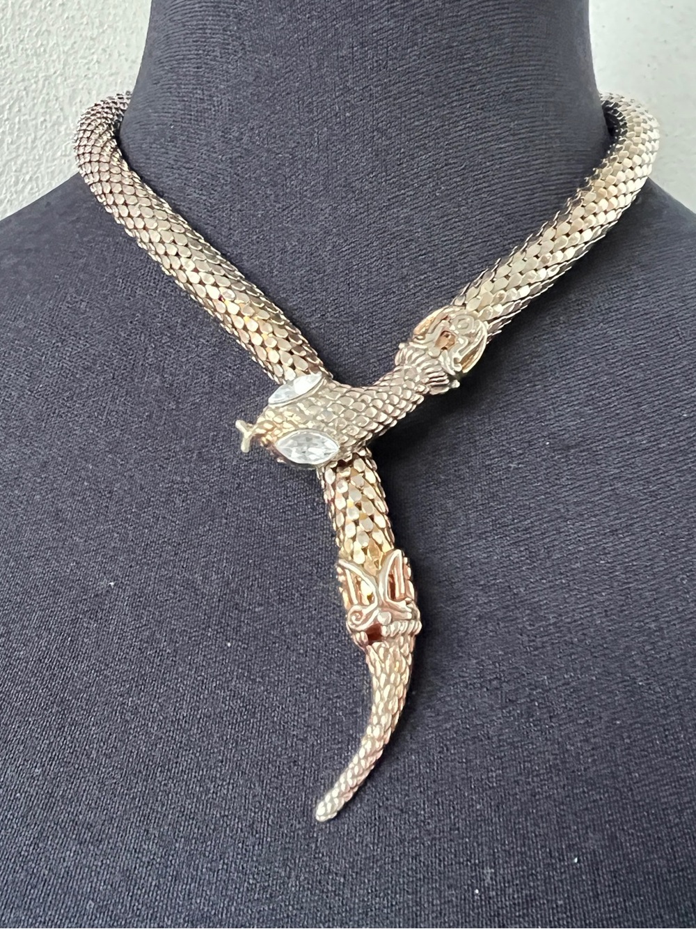 Authentic Vintage Chainmail Mesh Adjustable Snake Necklace